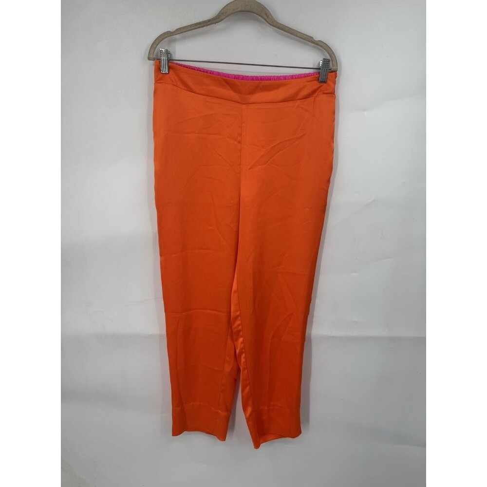 Gretchen Scott Satin Wide Leg‎ Pant Women Small Orange Mature Belted High Rise